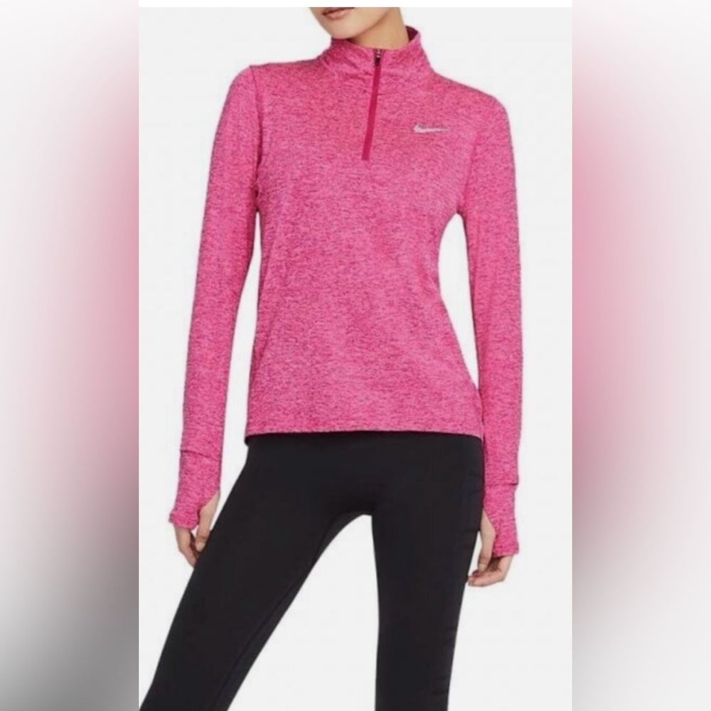 NIKE WOMEN'S DRI-FIT ELEMENT HALF
ZIP RUNNING TOP SHIRT PINK